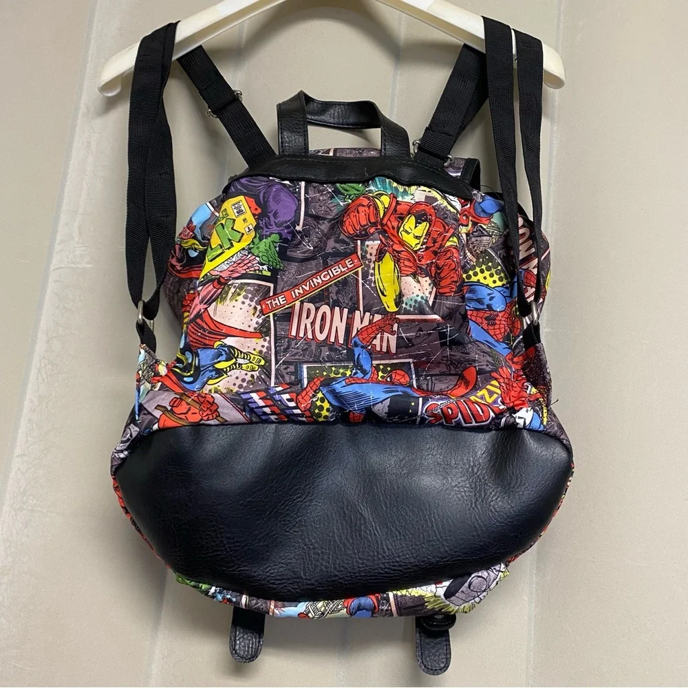 Marvel Avengers Comic Backpack Knapsack Drawstring Spiderman Hulk Iron Man NWOT